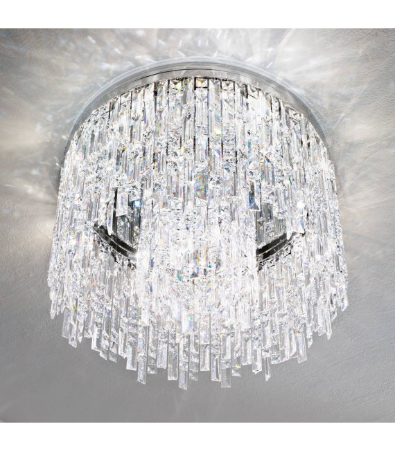 Plafoniera design PRISMA cromata 12 lampadine