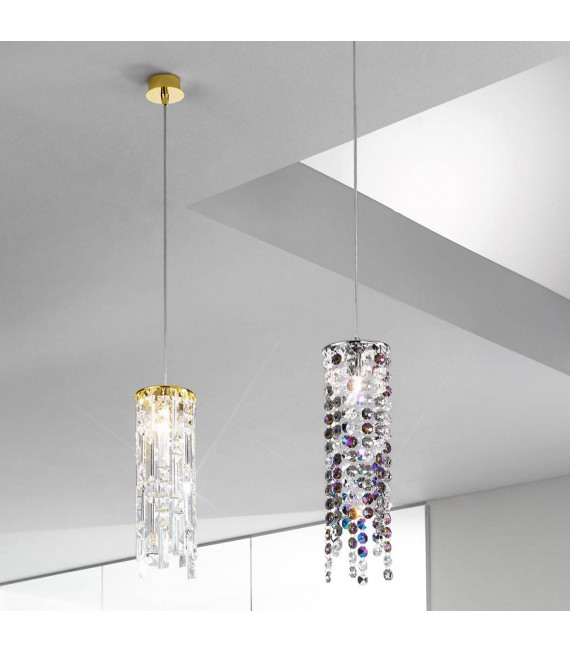 Lampada a sospensione design PRISMA cromata 1 lampadina