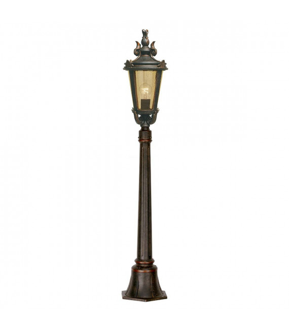 Lámpara de pie Baltimore, bronce y cristal ámbar, 239 cm.