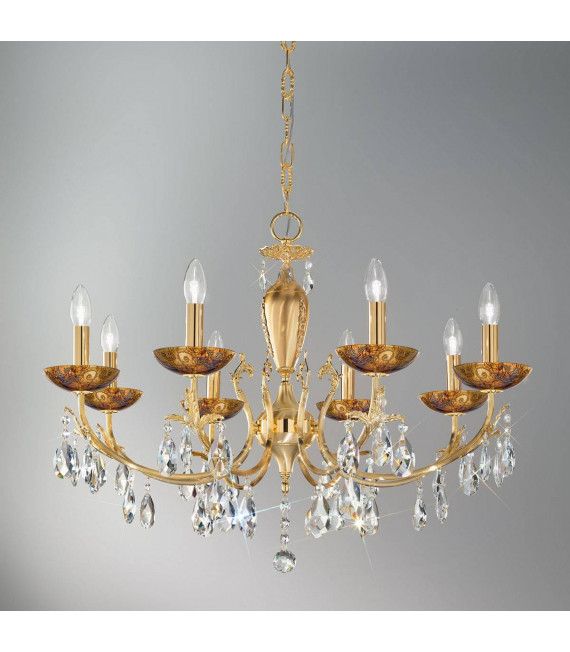 Candeliere classico VICTORIA 2 oro 24 carati 8 lampadine