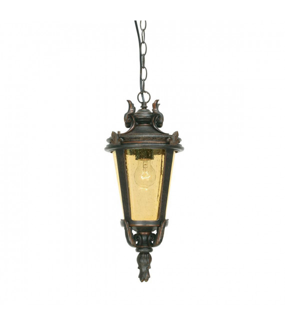 Baltimore Pendelleuchte, Bronze und Braunglas, groß