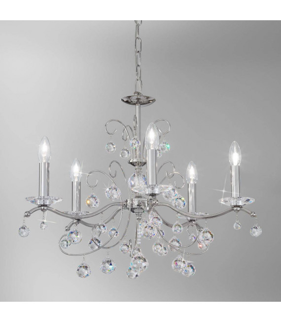 Chandelier classique CARMEN 2 chrome 5 ampoules