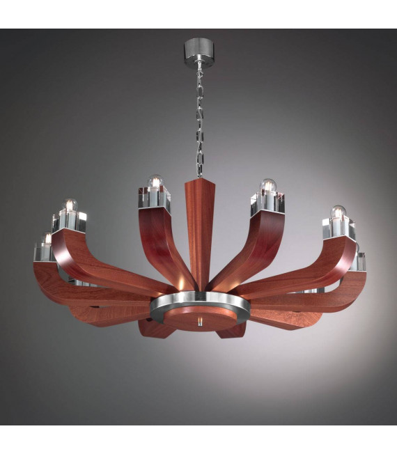 Chandelier design RIVIERA Mahagoni 10 ampoules