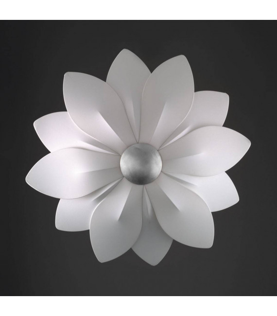 Applique di design FIORE foglia argento 6 lampadine
