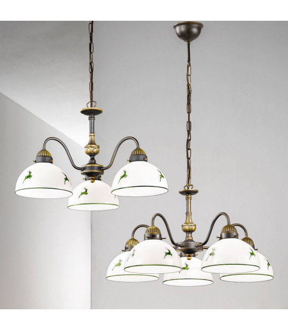 Chandelier style cosy NONNA laiton antique 3 ampoules