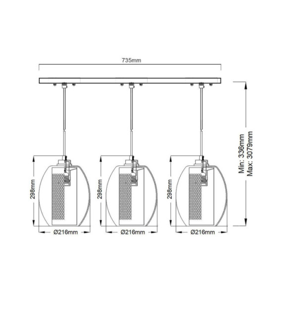 Asher Pendant Steel, Glass Antique Pewter
