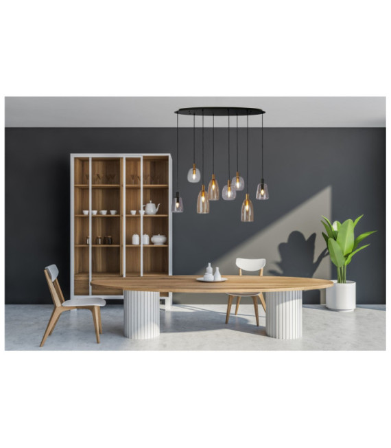 Lampada a sospensione Divine Acciaio dolce, vetro nero