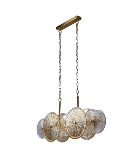 Wagon-Pendelleuchte Weichstahl, Glas Messing