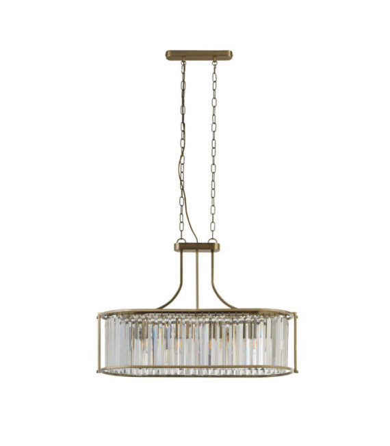 Victoria Pendelleuchte Weichstahl, Glas Antikmessing