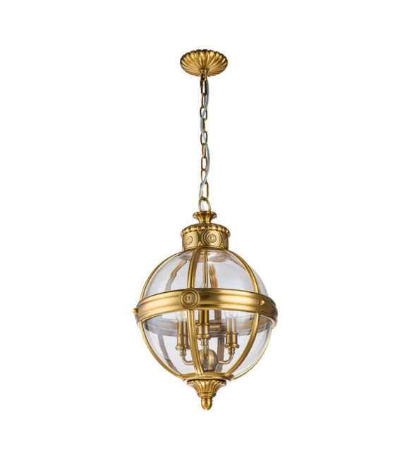Feiss Pendelleuchte Transparentes Glas, Stahl Brüniertes Messing