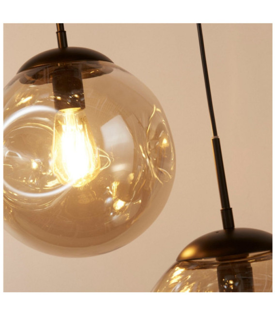 Punch Pendelleuchte Weichstahl, schwarzes Glas