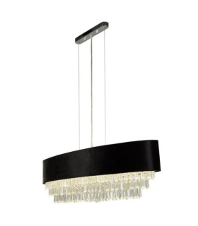 Lampada a sospensione Glamour Crystal, acciaio dolce, acrilico, tessuto cromato