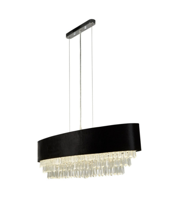 Lámpara colgante Glamour Crystal, acero dulce, acrílico, tela cromada