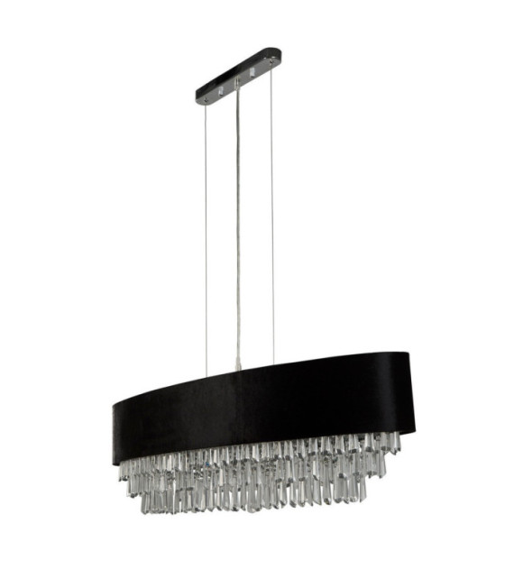 Lampada a sospensione Glamour Crystal, acciaio dolce, acrilico, tessuto cromato