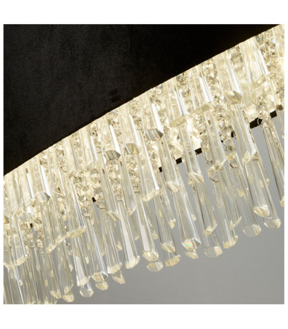 Lámpara colgante Glamour Crystal, acero dulce, acrílico, tela cromada