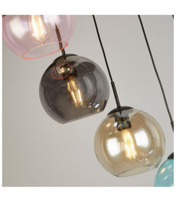 Mardi Pendelleuchte Weichstahl, schwarzes Glas