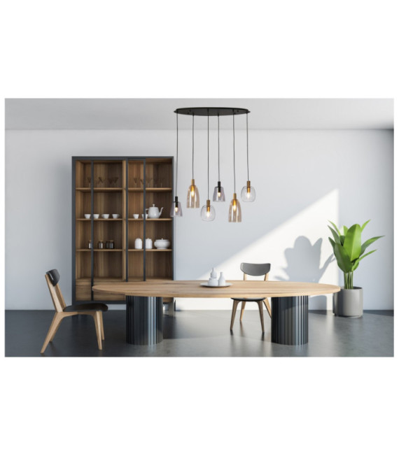 Lampada a sospensione Divine Acciaio dolce, vetro nero