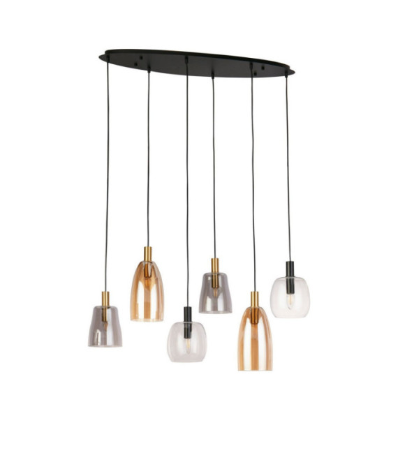 Lámpara colgante Divine Acero dulce, Vidrio negro
