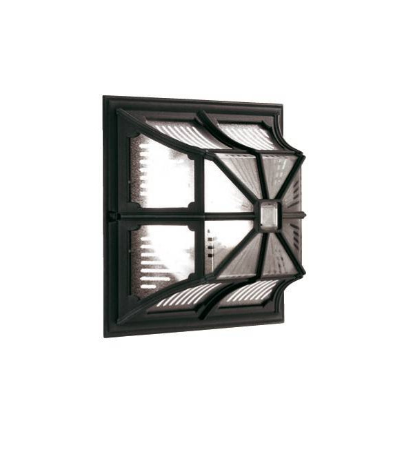 Aplique de capilla, aluminio negro y vidrio.