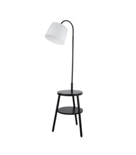 Lampadaire Ridge Acier doux,bois Noir, Blanc