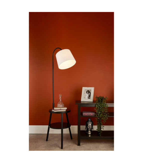 Lampadaire Ridge Acier doux,bois Noir, Blanc