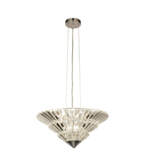 Lámpara colgante Savannah Acero dulce, vidrio transparente, cromo
