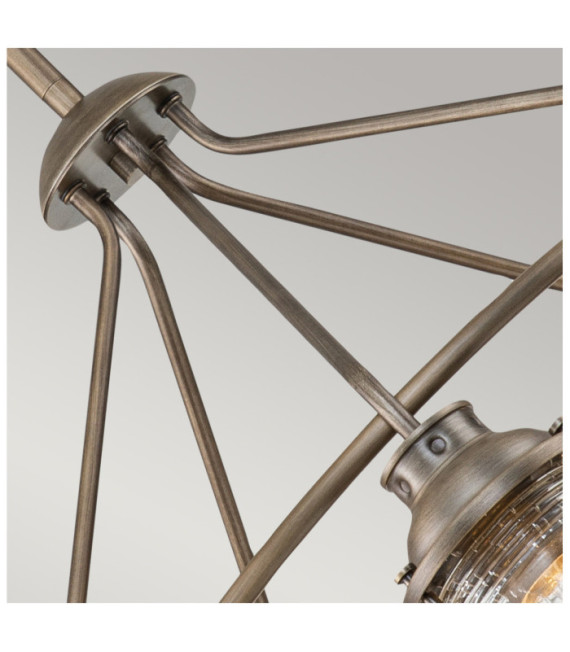 Lámpara colgante de exterior Kichler Aluminio, latón, vidrio granulado transparente Bronce bruñido