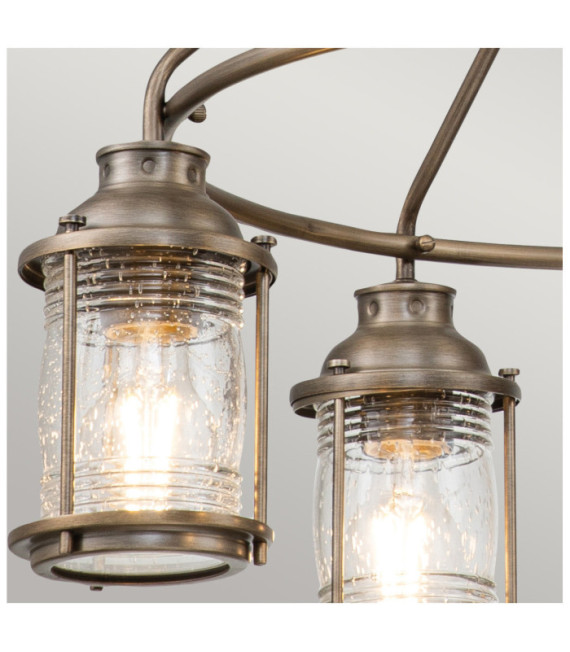 Lampada a sospensione da esterno Kichler Alluminio, ottone, vetro granulato trasparente Bronzo brunito
