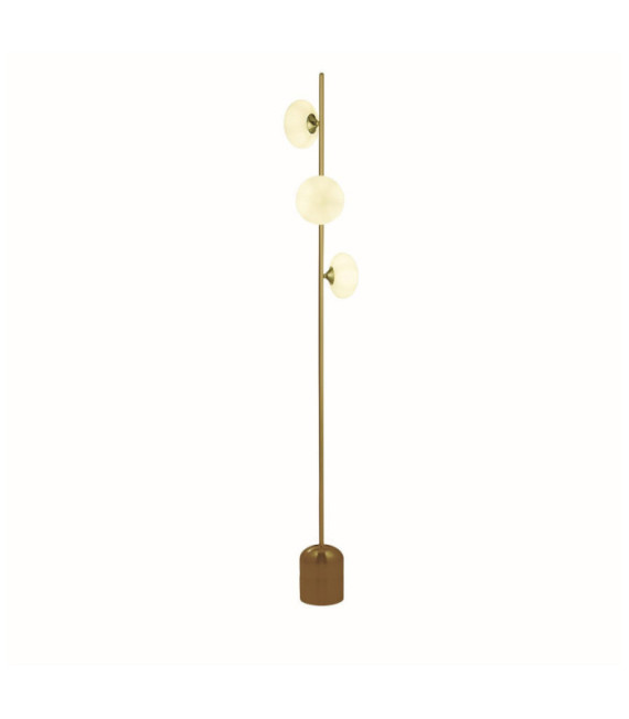 Lampadaire Pebble Acier doux Blanc, Laiton satiné