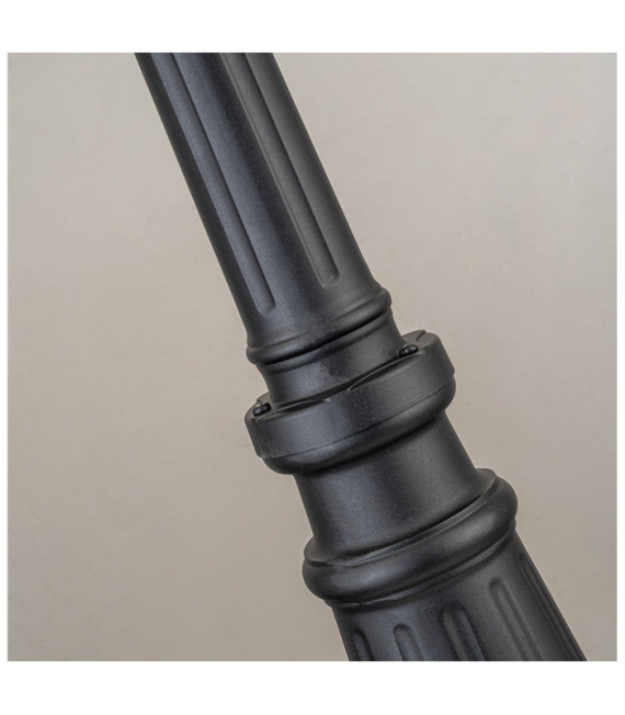Lámpara de pie de exterior Bayview Aluminio fundido, cristal biselado transparente Negro