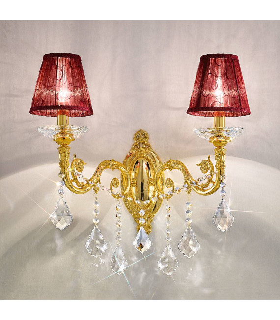 Applique murale classique CONTARINI CRYSTAL Or 24 Carats 2 ampoules