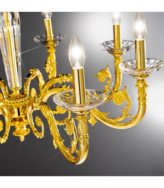 Candeliere classico CONTARINI 24 carati Oro 5 lampadine