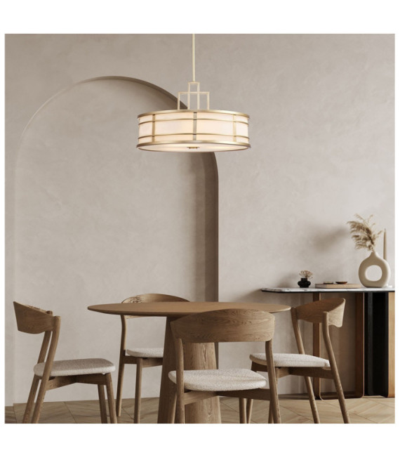 Pendelleuchte Fusion Opalglas, Stahl, lackiertes Naturmessing