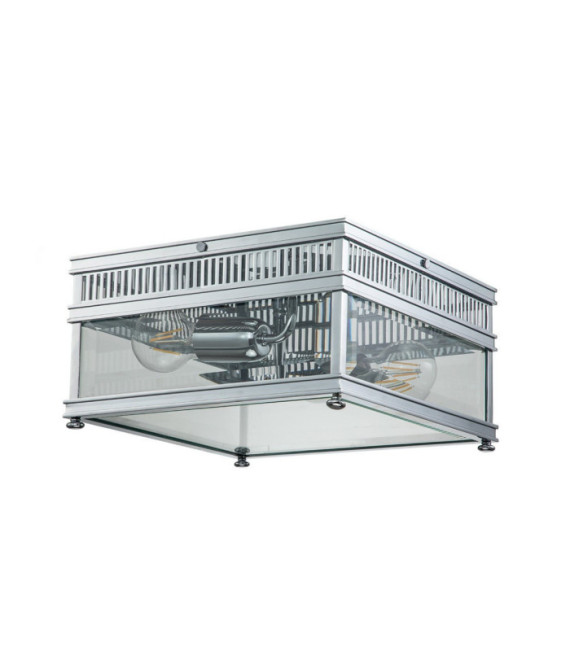 Holborn Deckenleuchte für den Außenbereich, klares Glas, massives Messing, poliertes Chrom