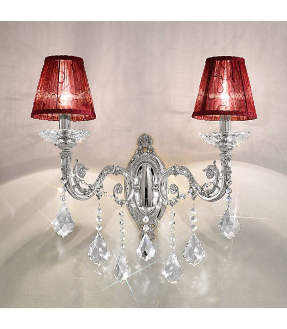 Klassische Wandleuchte CONTARINI CRYSTAL Chrom 2 Lampen