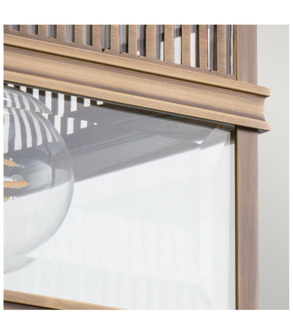 Lámpara de techo para exterior Holborn Vidrio transparente, latón macizo Bronce oscuro