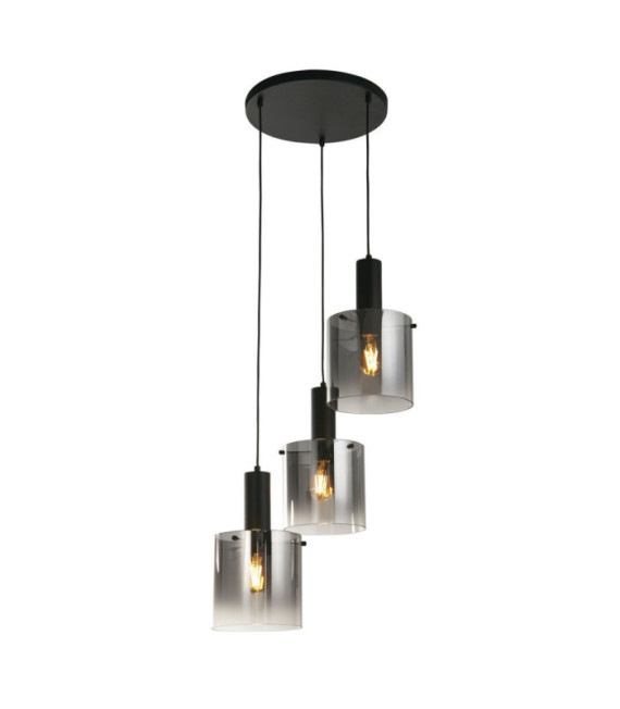 Sweden pendant light Mild steel, Black glass