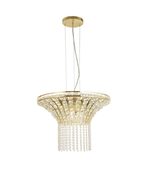 Lampada a sospensione Gemma Acciaio dolce, cristallo Ottone