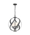 Quoizel pendant light Opal engraved glass, Old Black steel