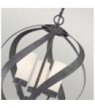 Suspension Quoizel Verre gravé opale,acier Vieux Noir
