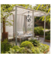 Suspension Quoizel Verre gravé opale,acier Vieux Noir