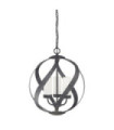 Quoizel pendant light Opal engraved glass, Old Black steel