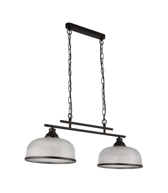 Lámpara colgante Highworth Acero dulce, Vidrio transparente, negro