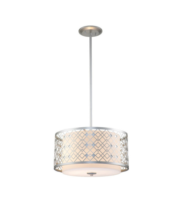 Lámpara colgante Ziggy de cristal, acero plateado lacado