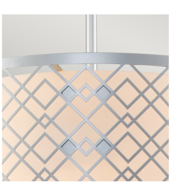 Lampadario Ziggy In Vetro, Acciaio Laccato Argento