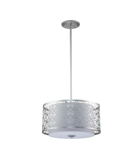 Lampadario Ziggy In Vetro, Acciaio Laccato Argento