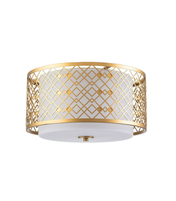Lámpara colgante Ziggy de cristal, acero lacado dorado