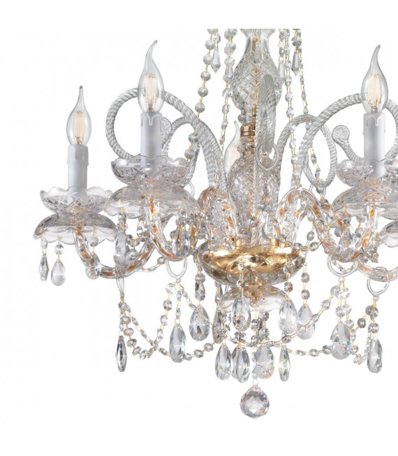 Candelabro de cristal AMARO Oro 24 quilates 5 bombillas