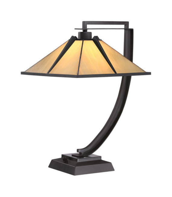 Pomeroy Tischlampe Kunstglas, Stahl Westernbronze