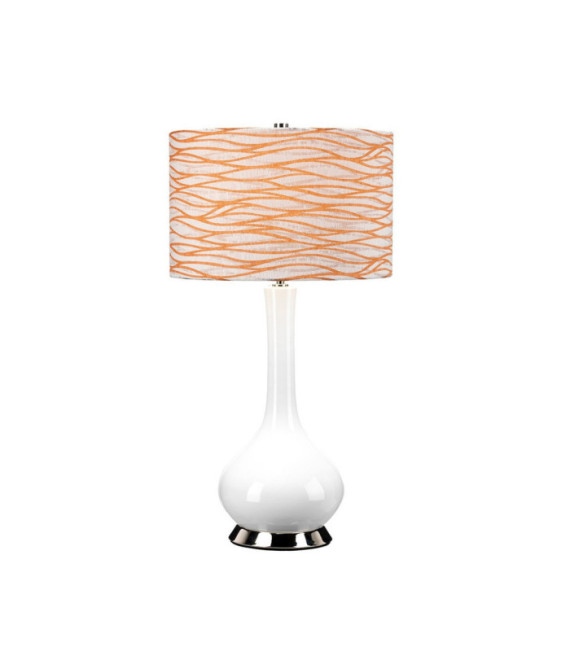 Lampe de table Milo Base en céramique,acier,Abat-jour en tissu Nickel poli